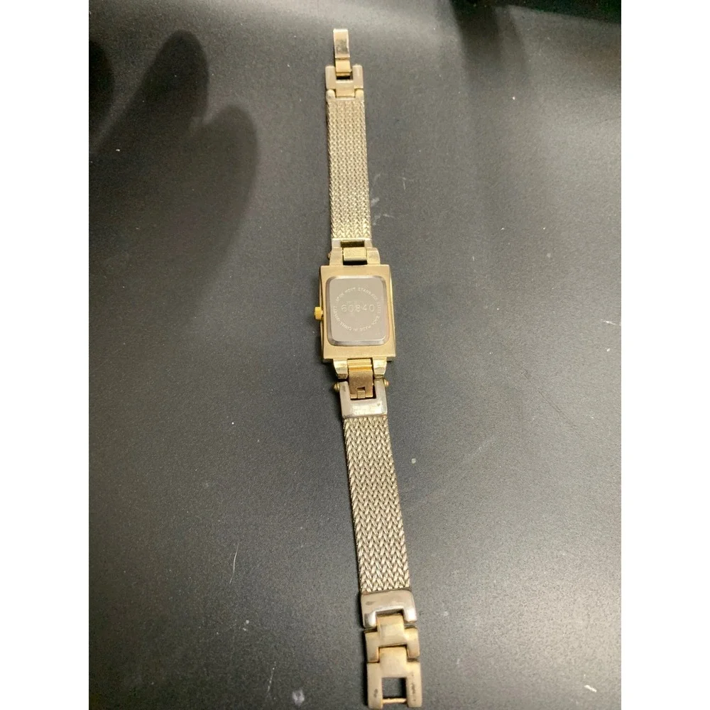Lexington Quartz Watch Womens Gold Silver Tone Rectangle Face Mesh Band 60840